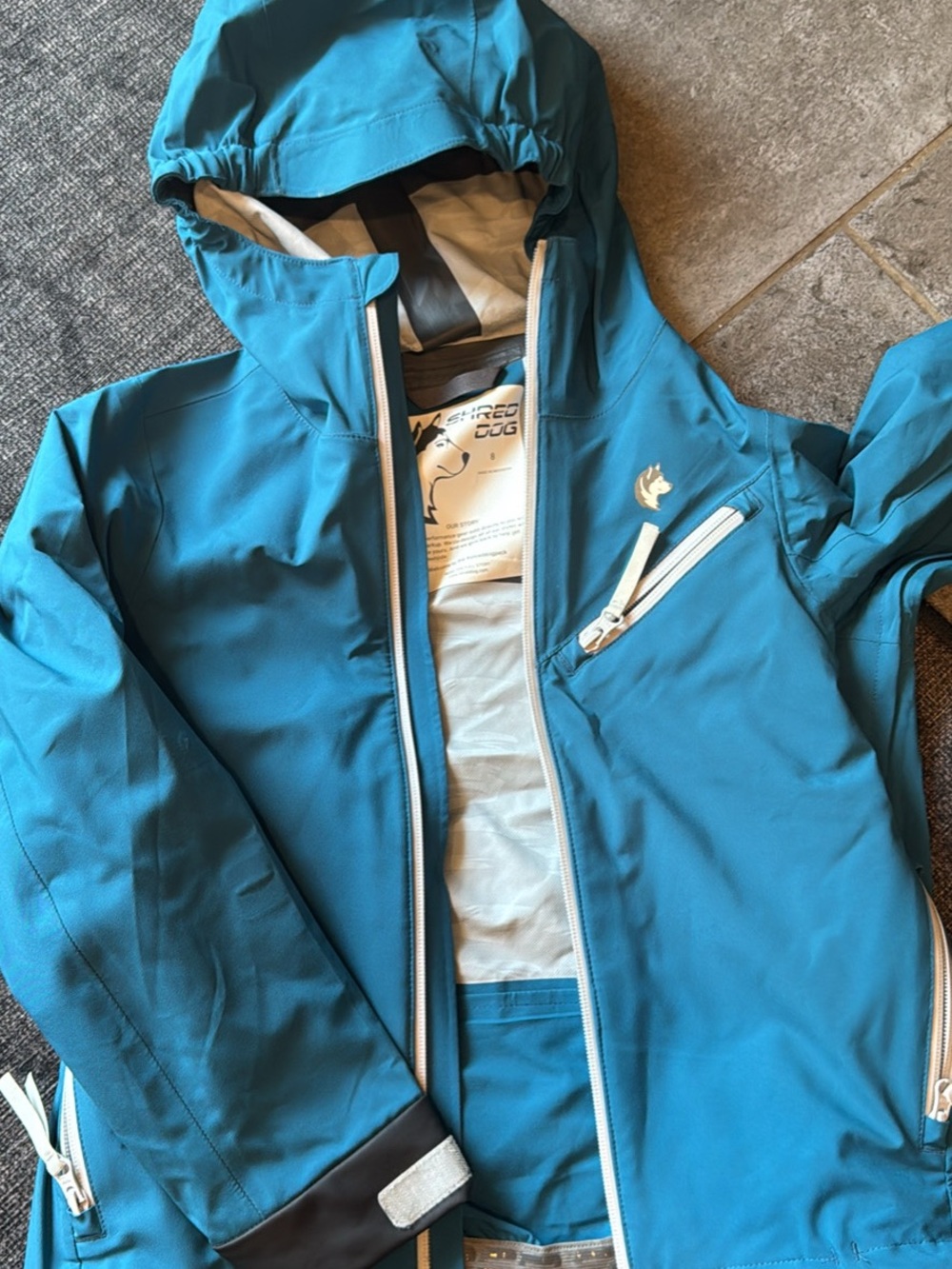 Children's Teal Waterproof Hooded Raincoat with Reflective Trim